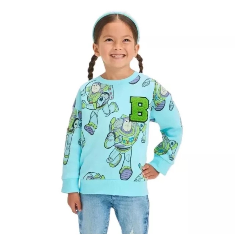 Disney Pixar Toy Story Girls'  Light Blue Buzz Lightyear Fleece Sweatshirt